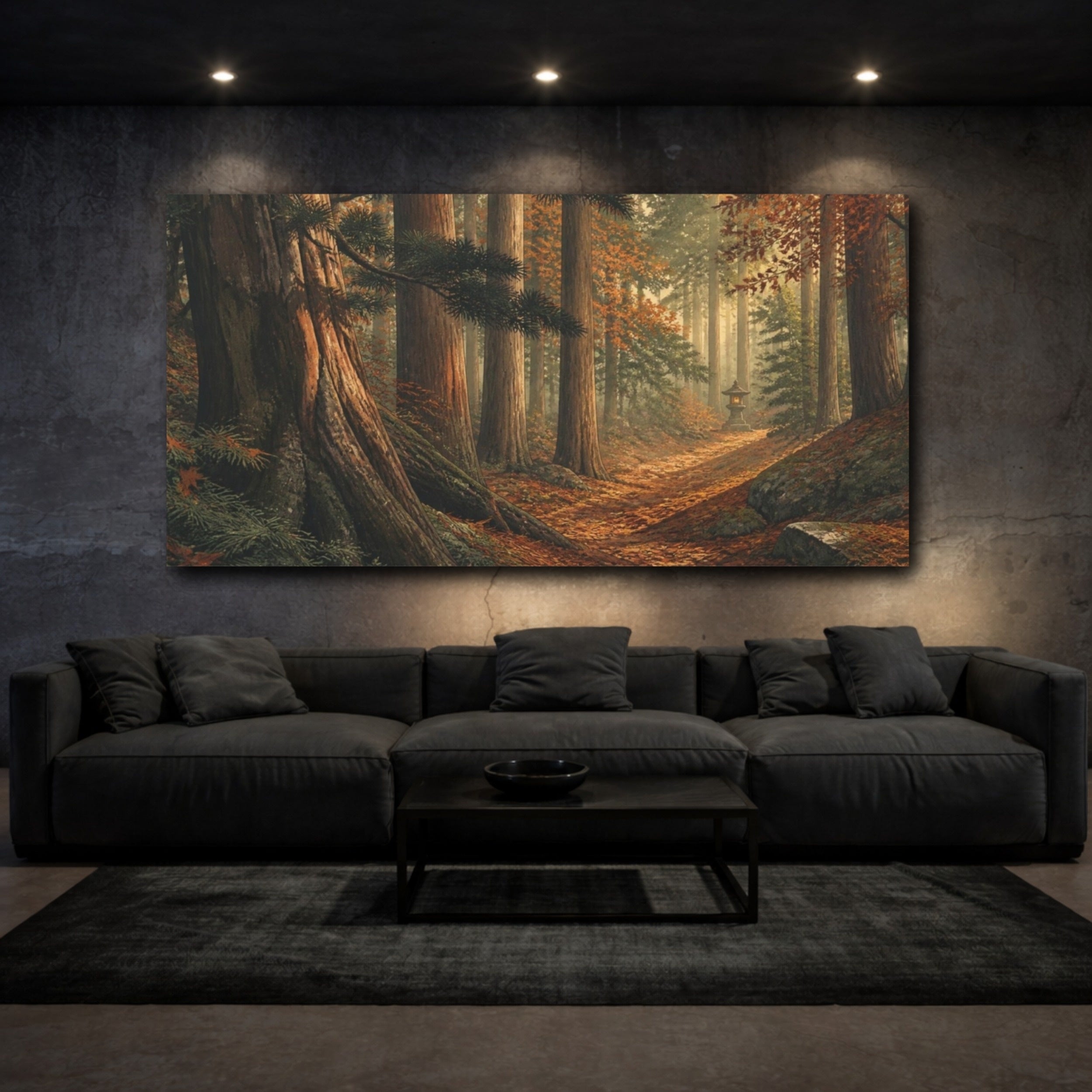 Mockup 3. Japanese Cedar Lantern Path shown as canvas print