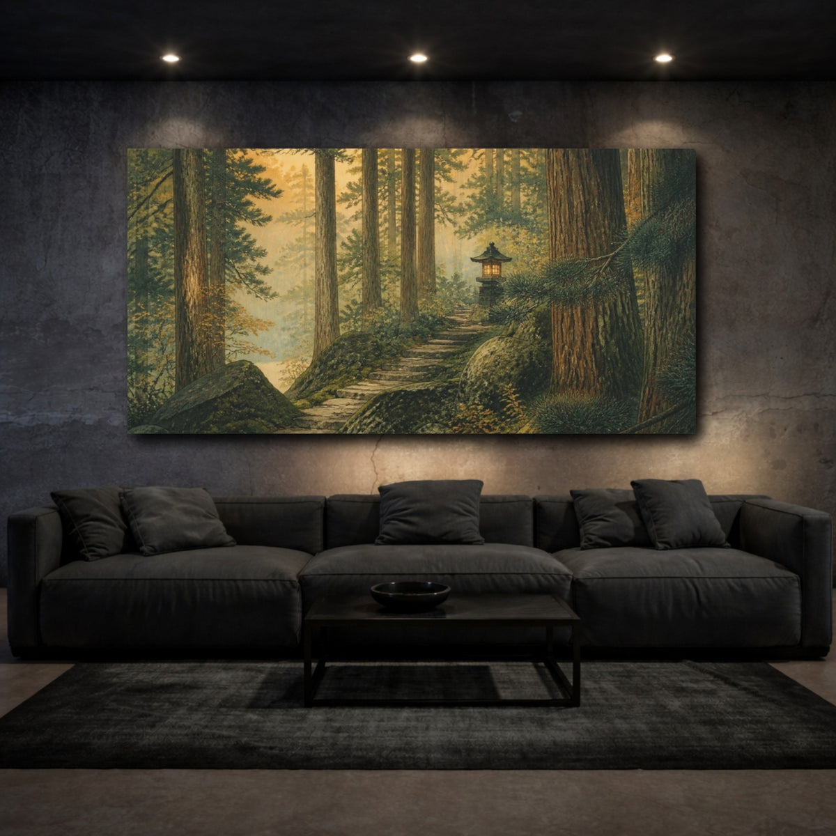 Mockup 3. Japanese Cedar Lantern Path shown as canvas print