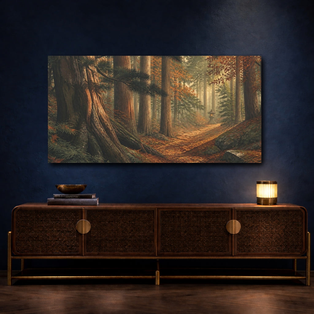 Mockup 4. Japanese Cedar Lantern Path shown as canvas print