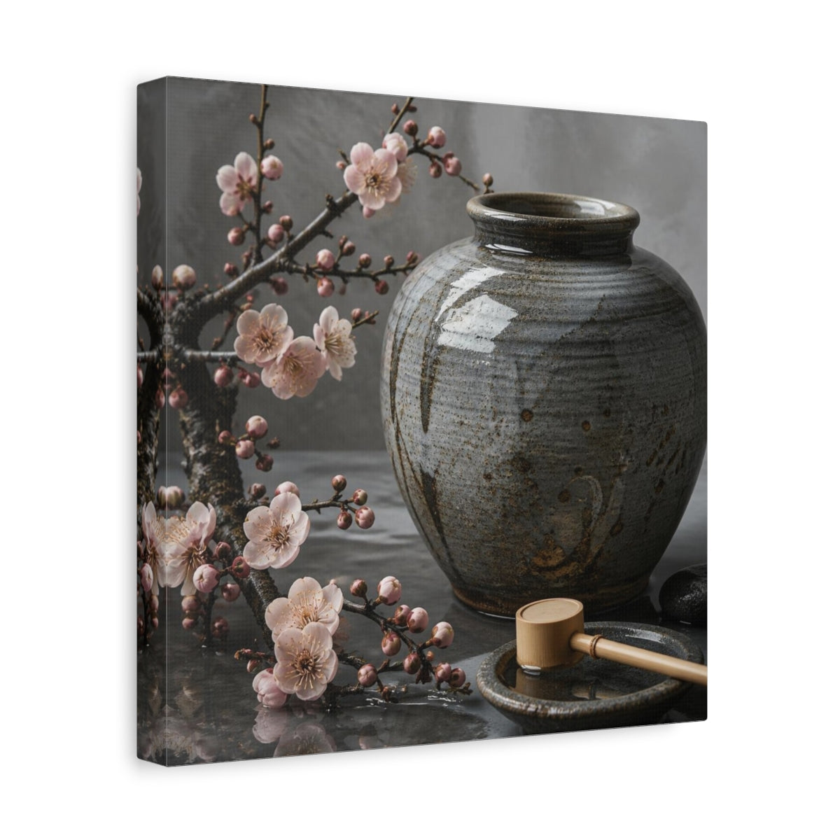Side Mockup 8. Japanese Ceramic Blossom Jar shown as canvas print
