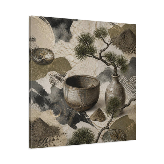 Main Mockup. Japanese Ceramic Bowl With Pine shown as canvas print