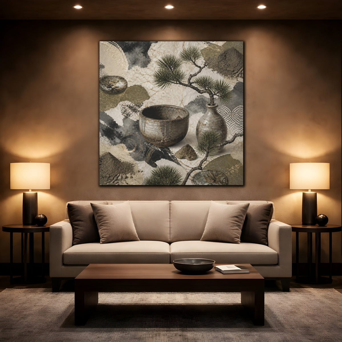 Mockup 2. Japanese Ceramic Bowl With Pine shown as canvas print