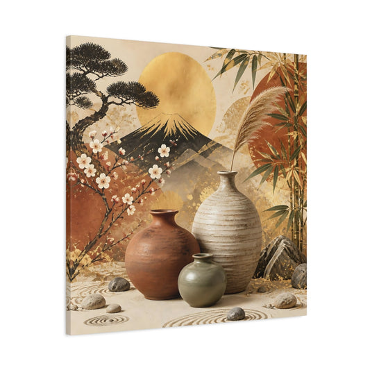 Main Mockup. Japanese Ceramic Vases shown as canvas print