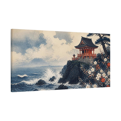 Main Mockup. Japanese Coastal Shrine shown as canvas print