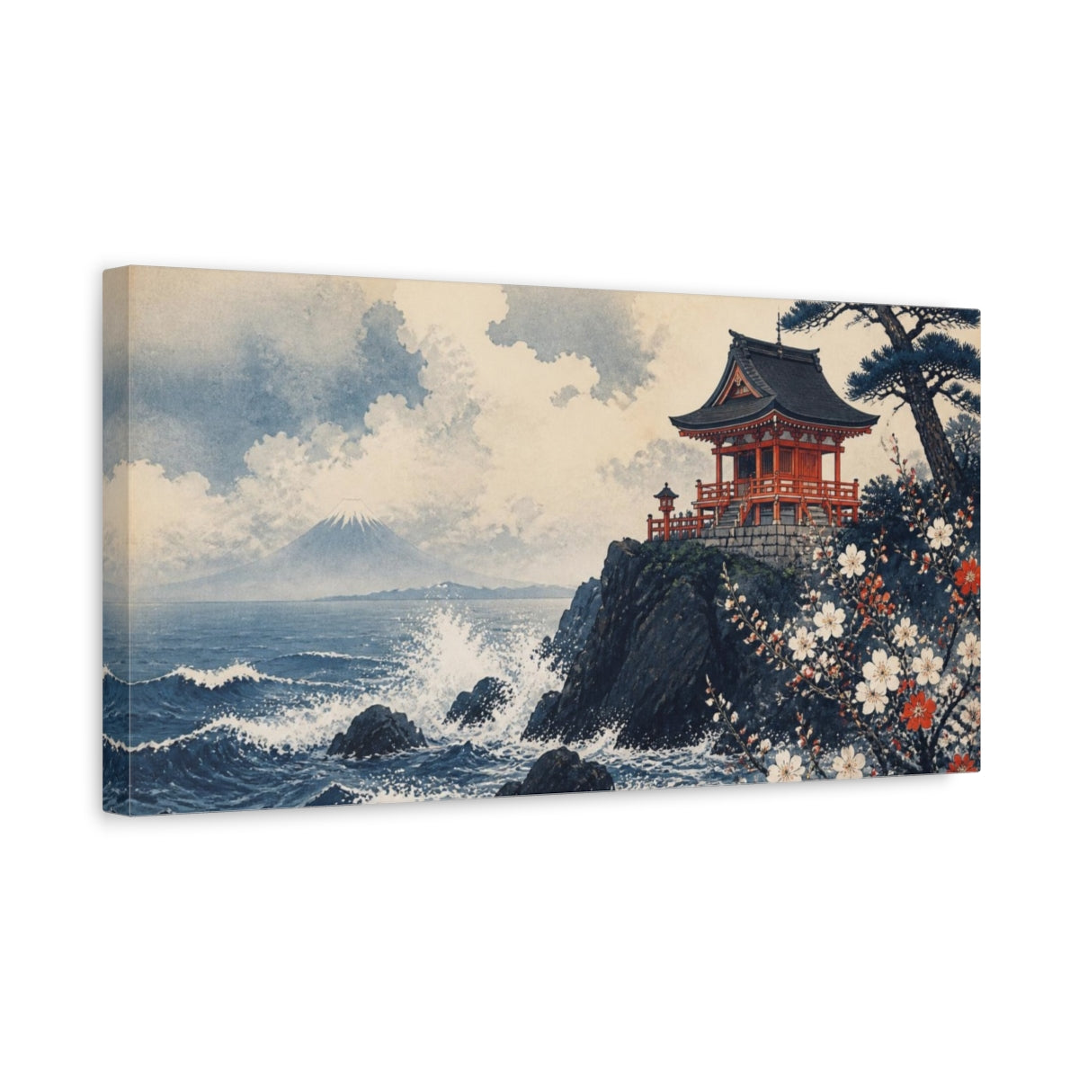 Side Mockup 3. Japanese Coastal Shrine shown as canvas print