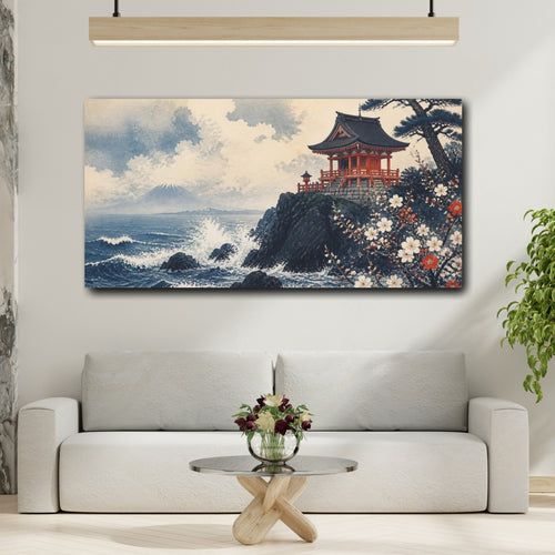 Mockup 2. Japanese Coastal Shrine shown as canvas print