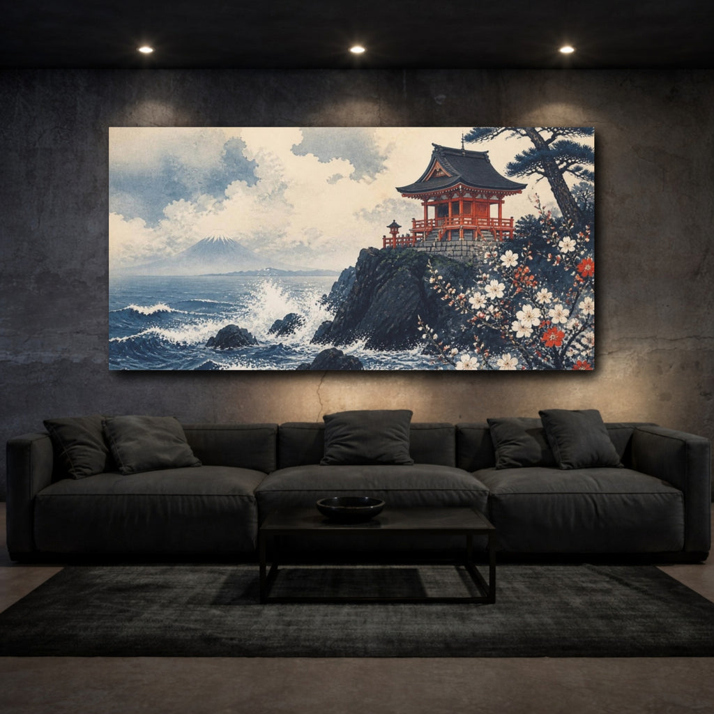Mockup 3. Japanese Coastal Shrine shown as canvas print