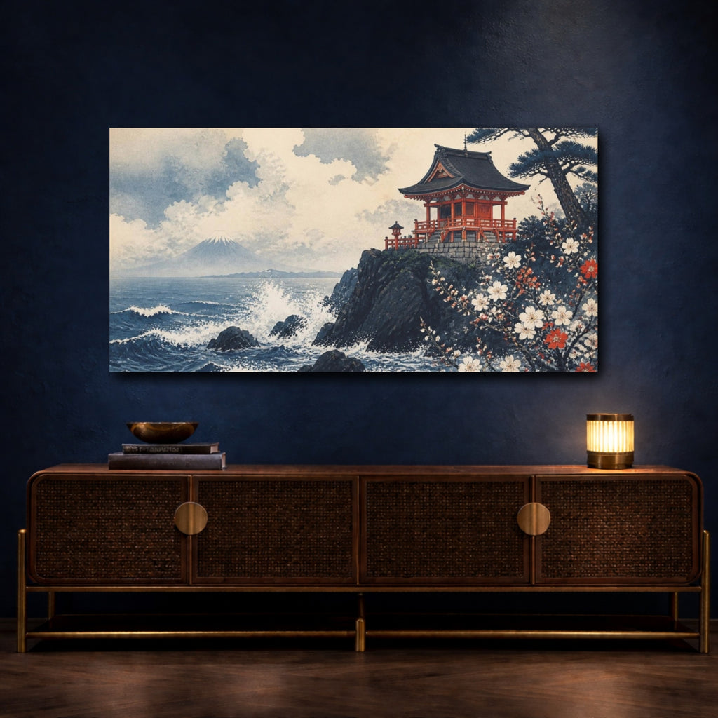 Mockup 4. Japanese Coastal Shrine shown as canvas print