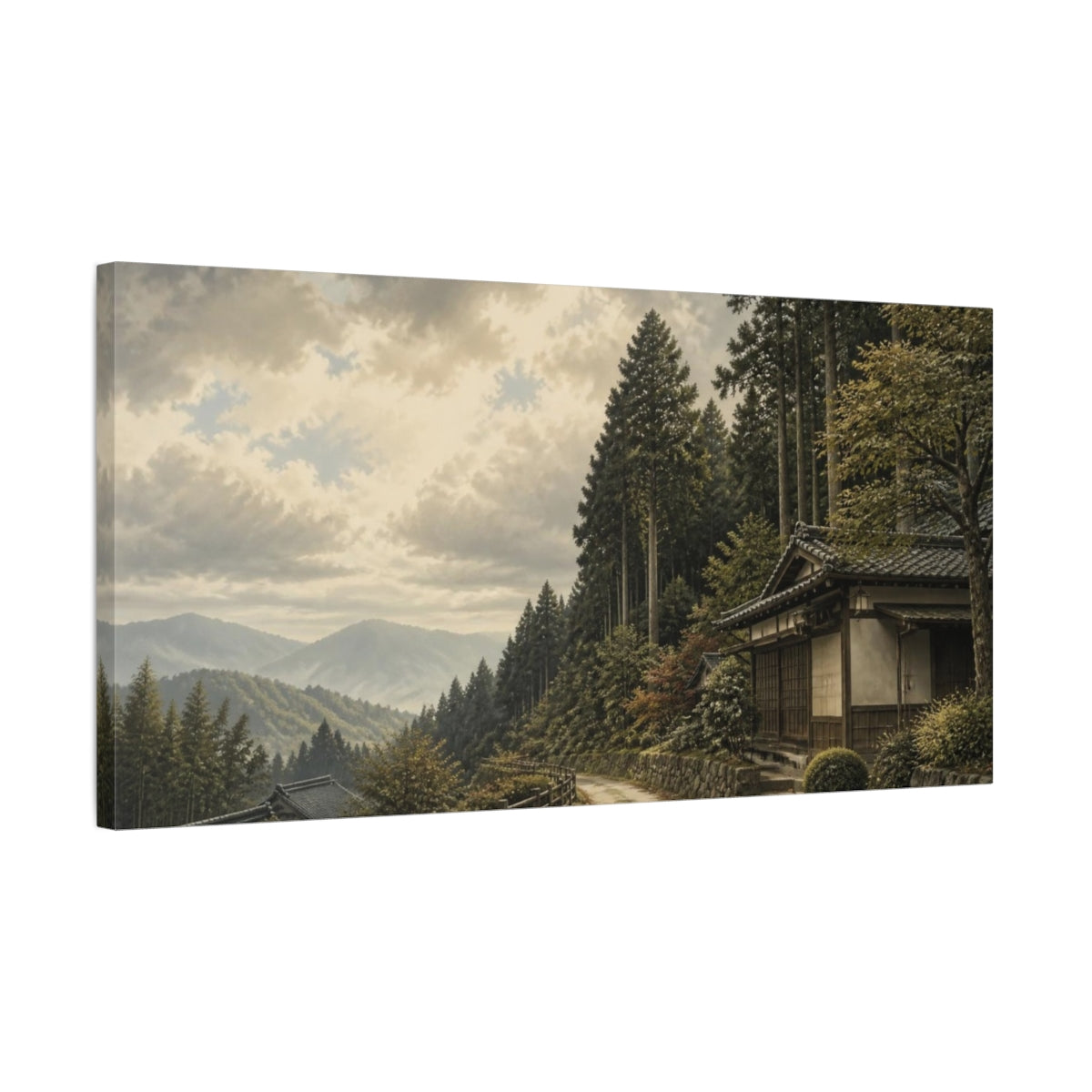 Side Mockup 1. Japanese Country Road shown as canvas print