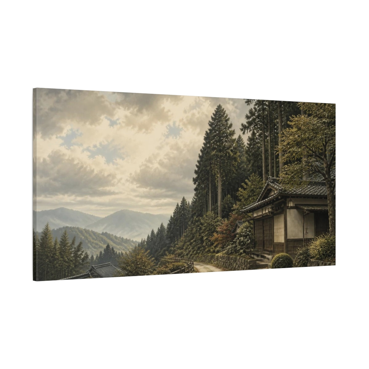Side Mockup 2. Japanese Country Road shown as canvas print