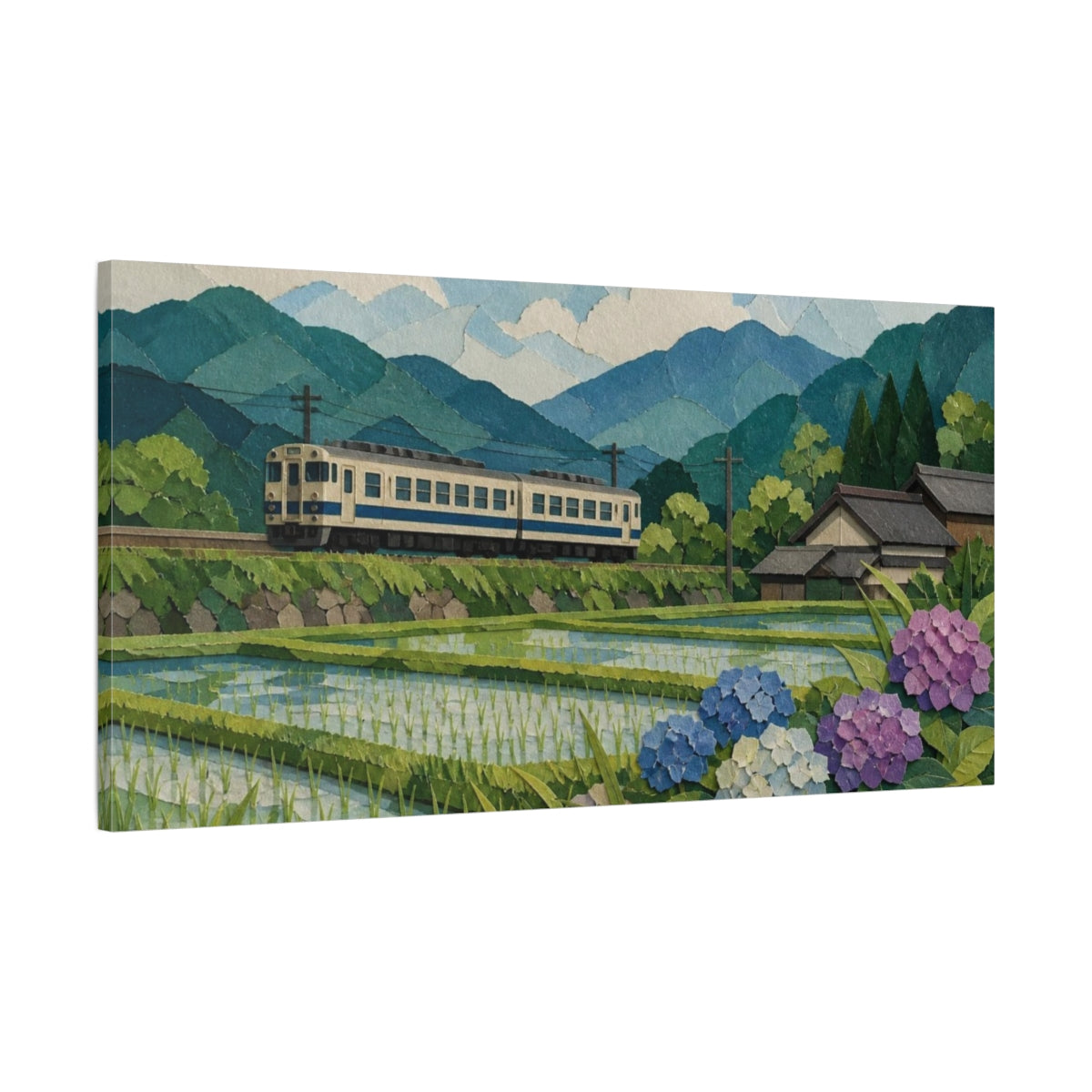 Main Mockup. Japanese Countryside Train shown as canvas print