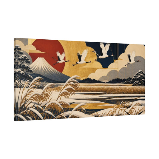 Main Mockup. Japanese Crane Flight shown as canvas print