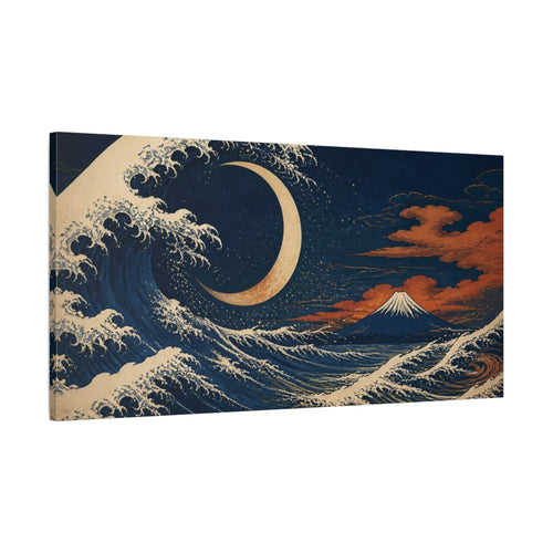 Main Mockup. Japanese Crescent Wave shown as canvas print