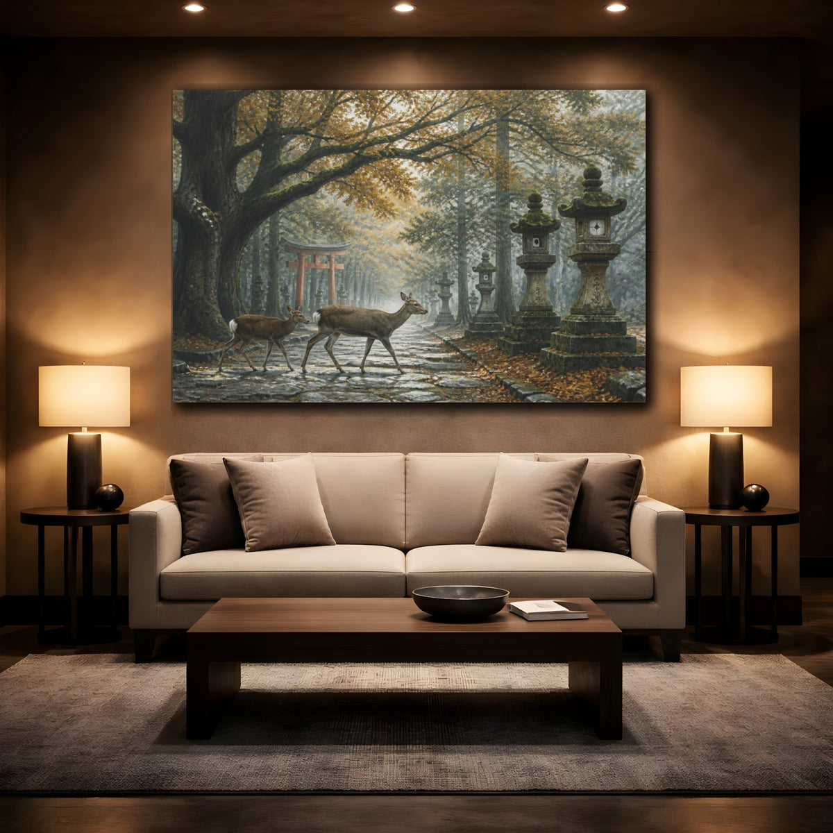 Mockup 2. Japanese Deer Crossing shown as canvas print