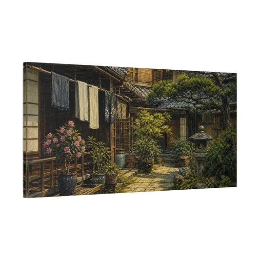 Main Mockup. Japanese Edo Courtyard shown as canvas print