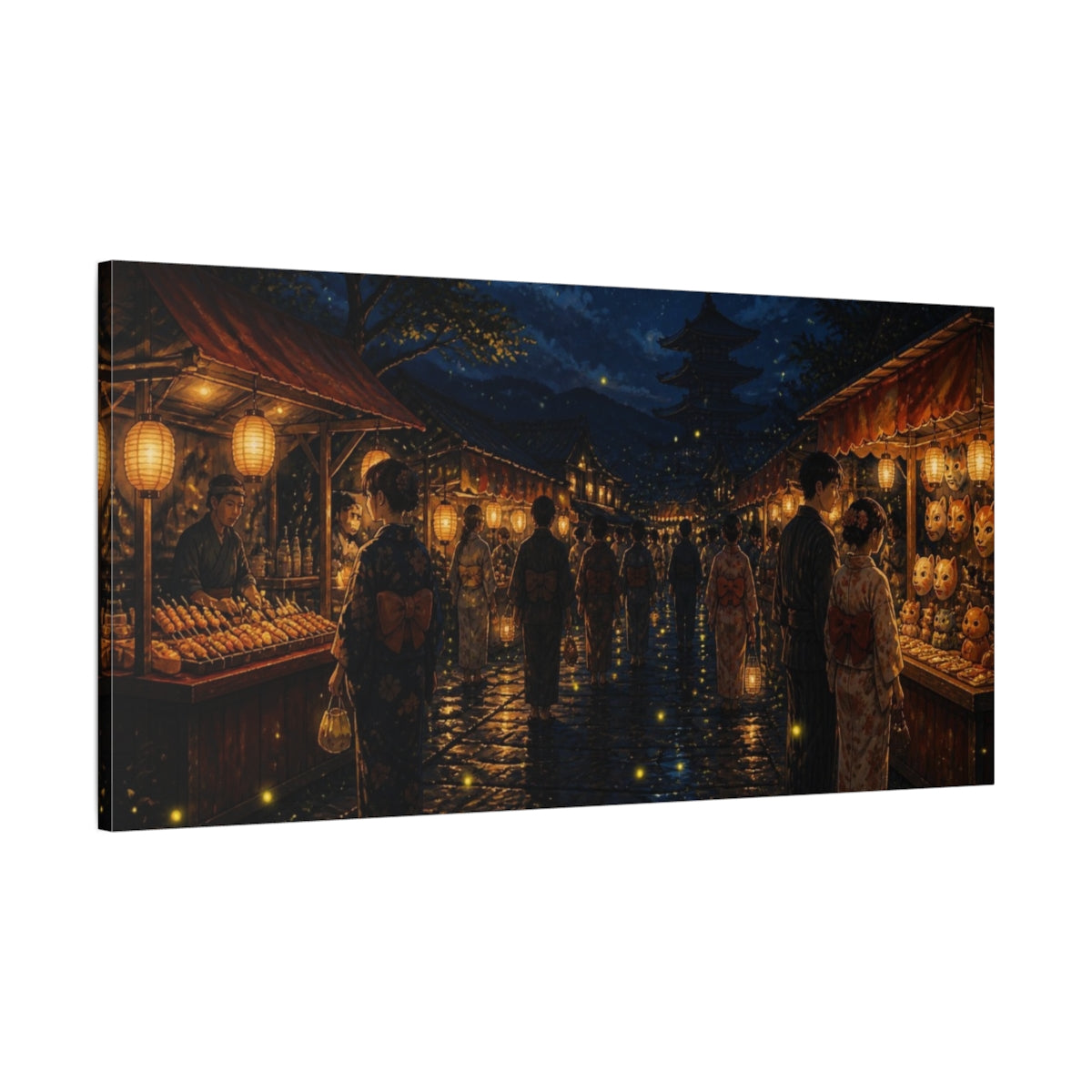 Main Mockup. Japanese Festival Lantern Night shown as canvas print