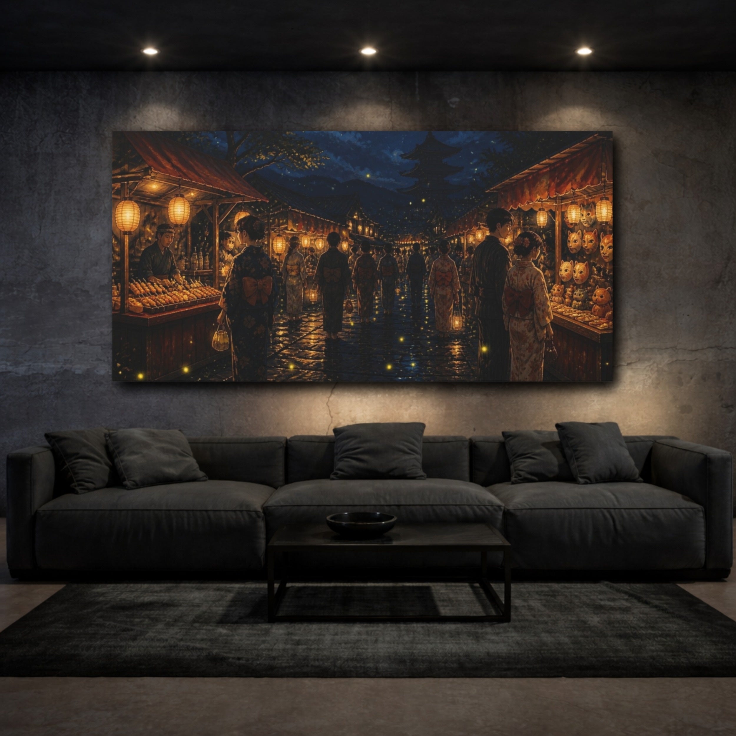 Mockup 3. Japanese Festival Lantern Night shown as canvas print