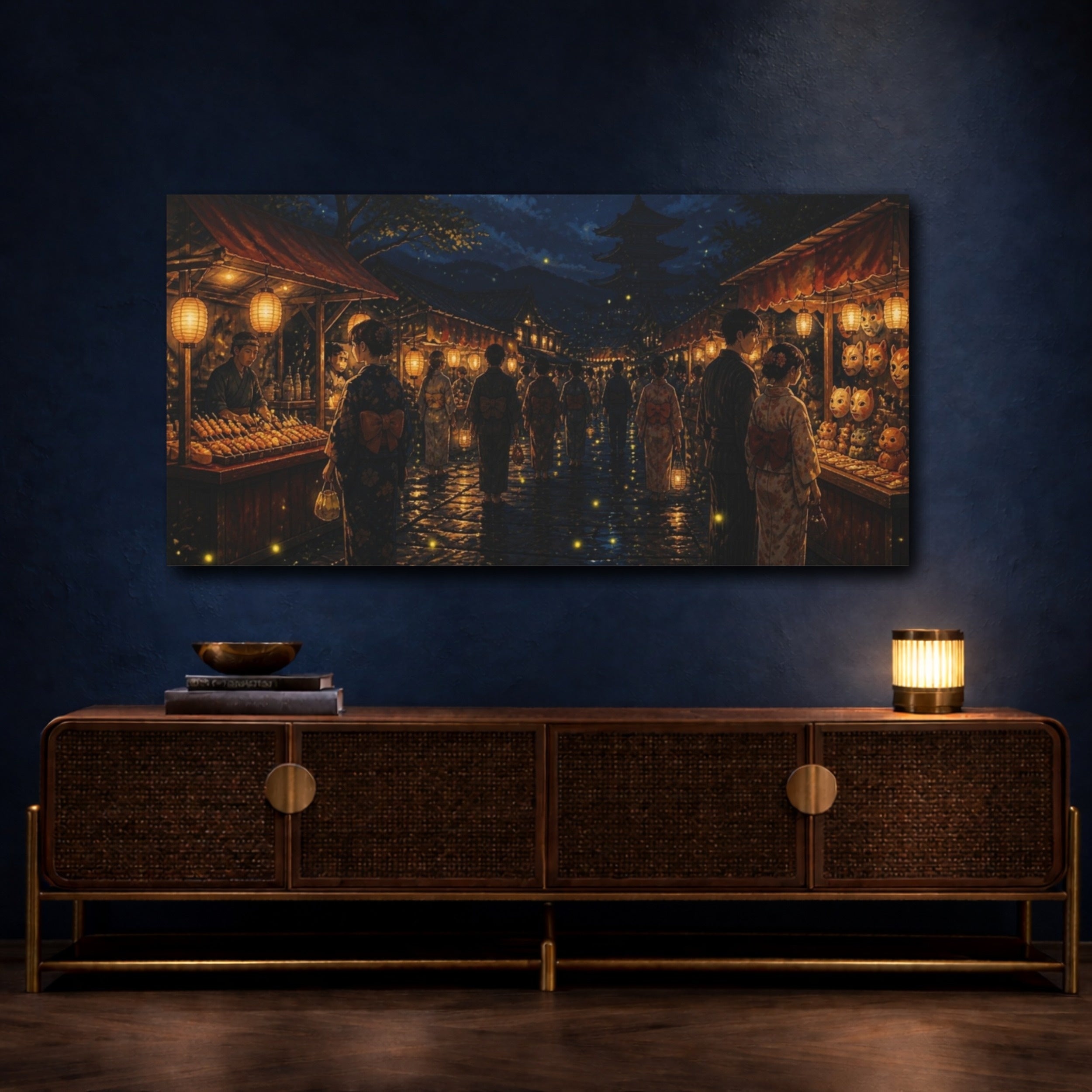 Mockup 4. Japanese Festival Lantern Night shown as canvas print