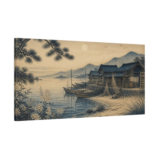 Main Mockup. Japanese Fishing Huts shown as canvas print