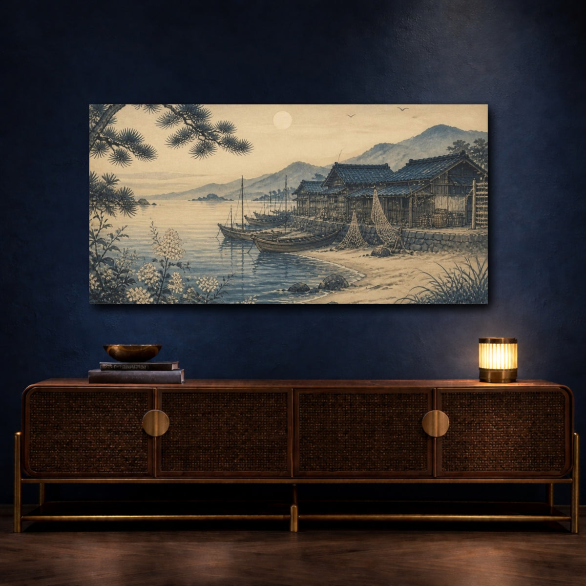 Mockup 4. Japanese Fishing Huts shown as canvas print