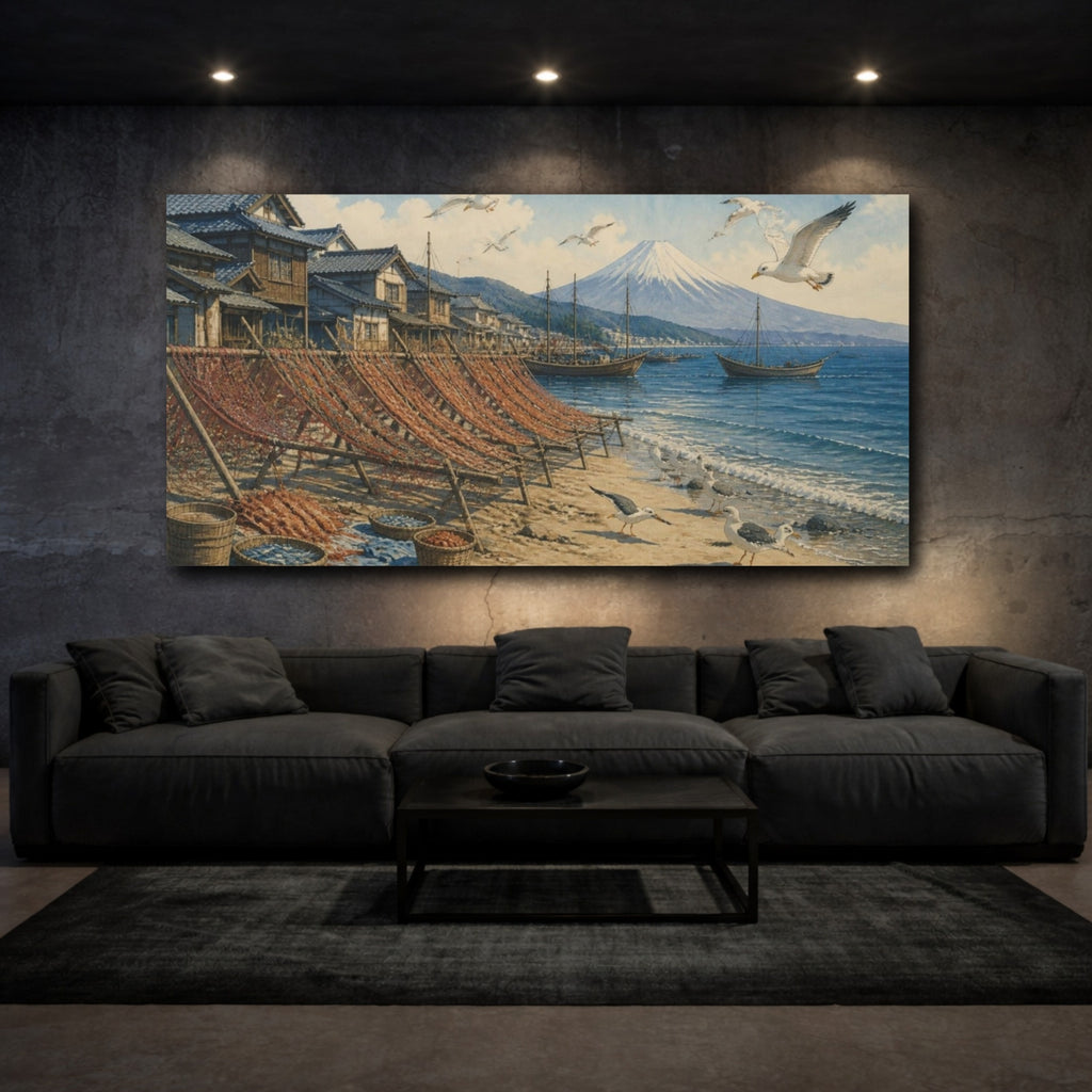 Mockup 3. Japanese Fishing Village shown as canvas print