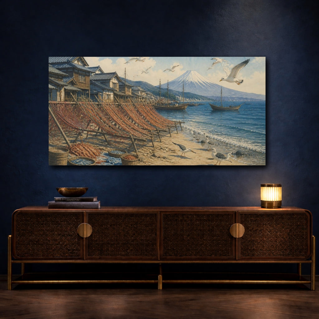 Mockup 4. Japanese Fishing Village shown as canvas print