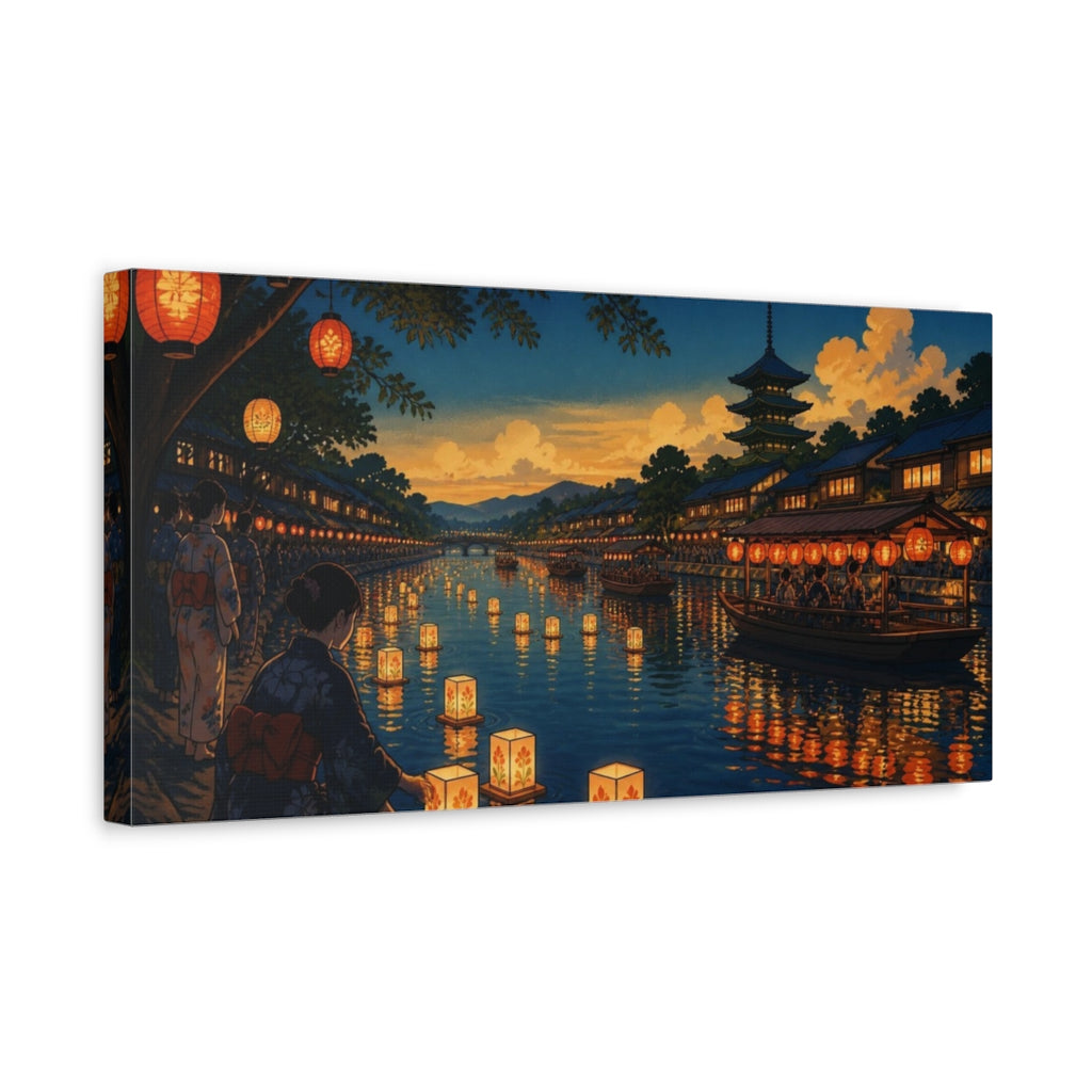 Side Mockup 3. Japanese Floating Lanterns shown as canvas print