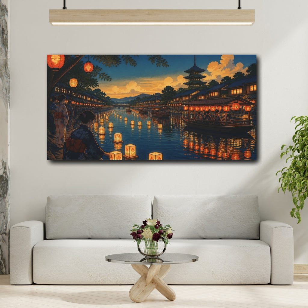 Mockup 2. Japanese Floating Lanterns shown as canvas print