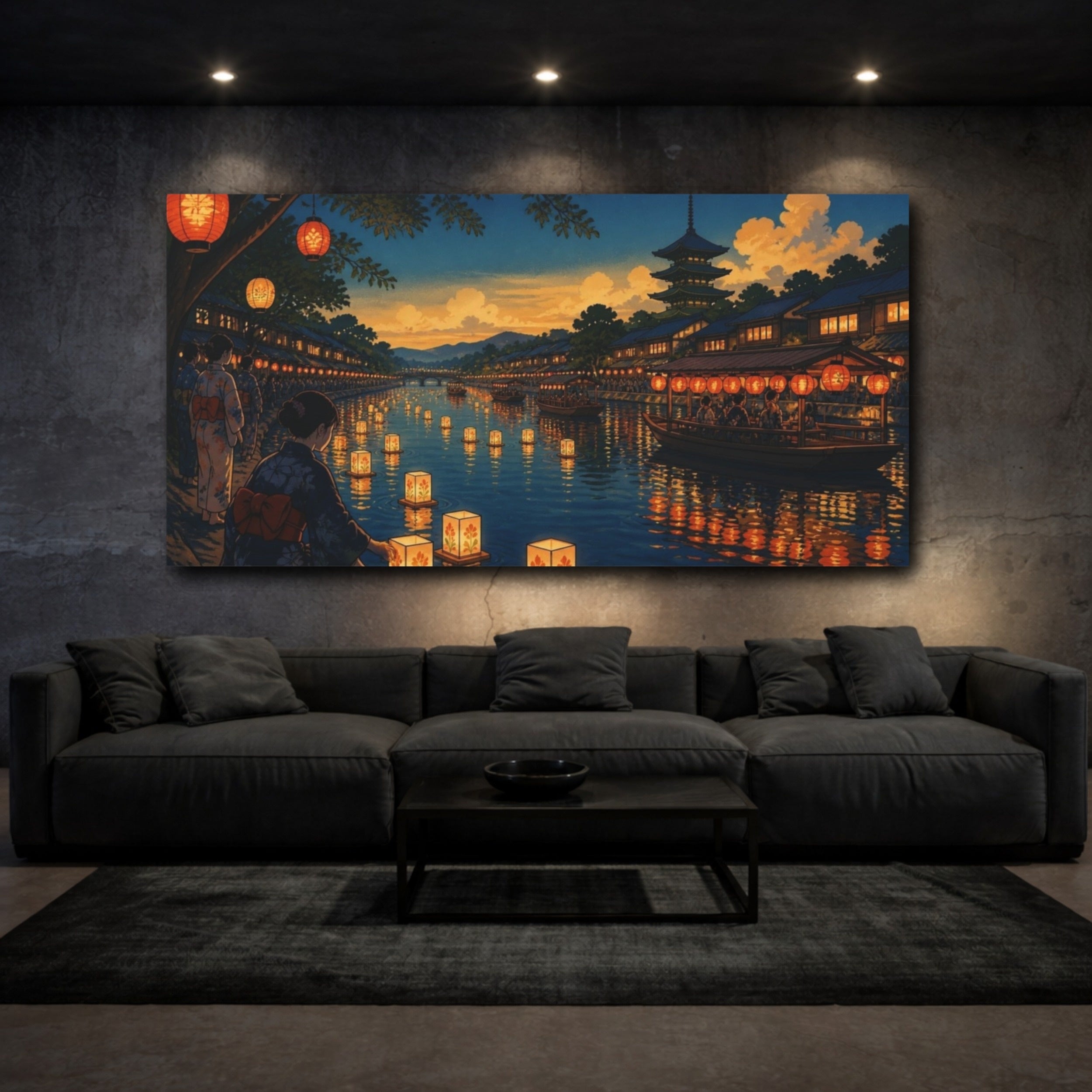 Mockup 3. Japanese Floating Lanterns shown as canvas print