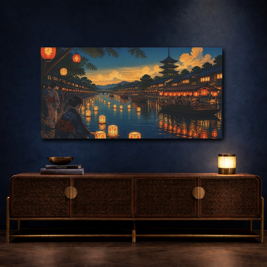Mockup 4. Japanese Floating Lanterns shown as canvas print
