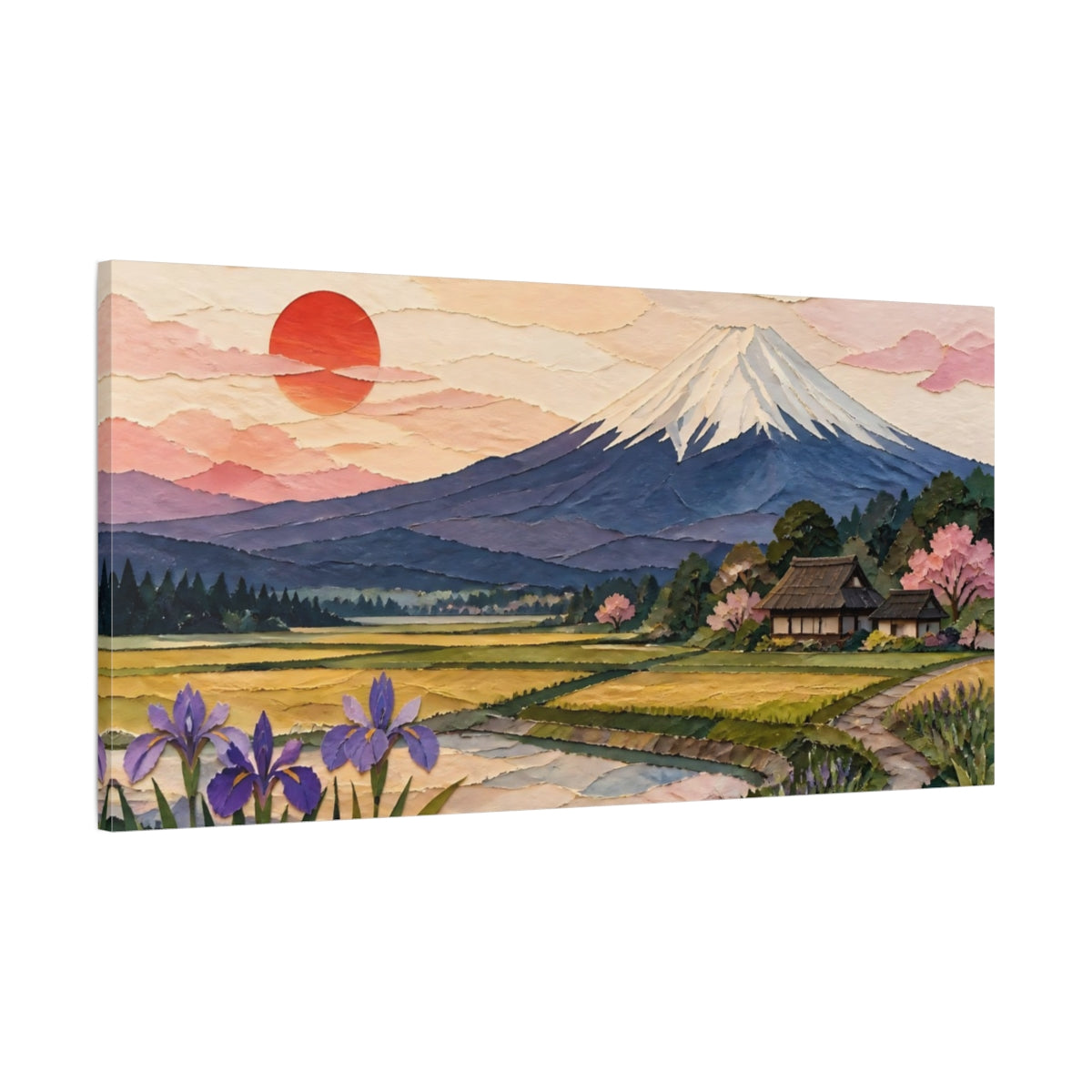 Main Mockup. Japanese Fuji Sunrise shown as canvas print