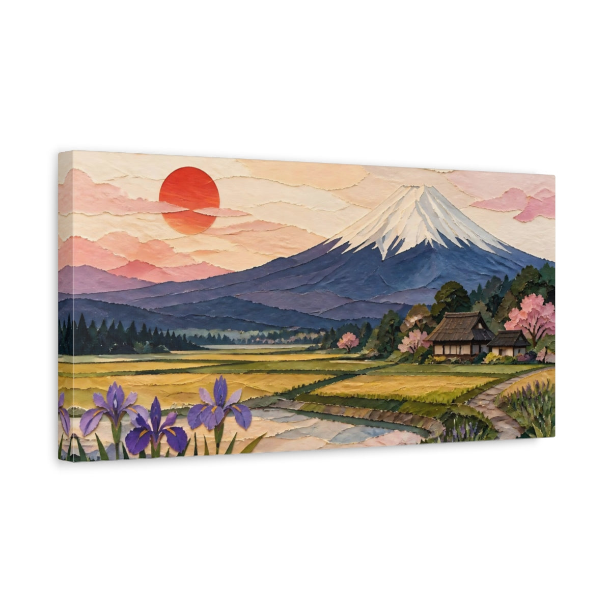 Side Mockup 3. Japanese Fuji Sunrise shown as canvas print