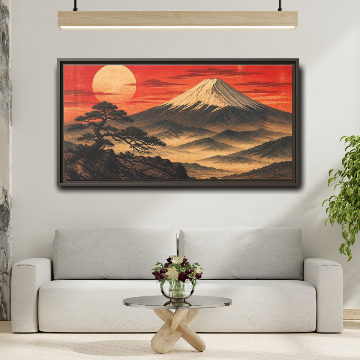 Mockup 2. Japanese Fuji Sunset shown as framed canvas print