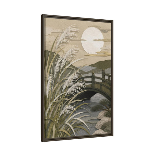 Main Mockup. Japanese Garden Bridge shown as framed canvas print