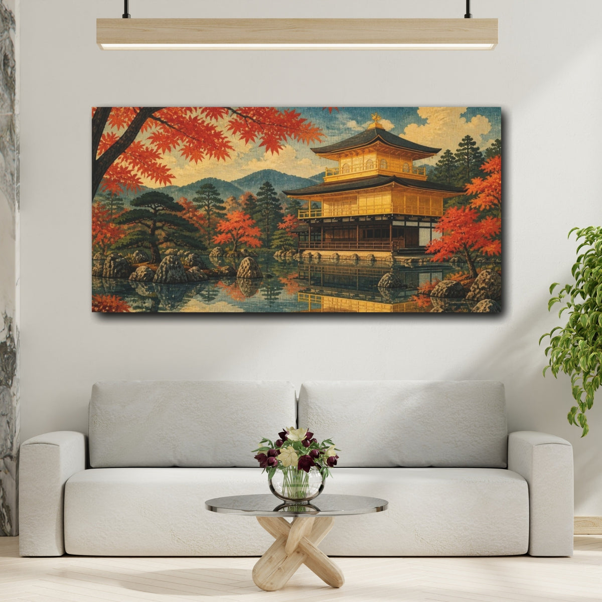 Mockup 2. Japanese Golden Pavilion Reflection shown as canvas print