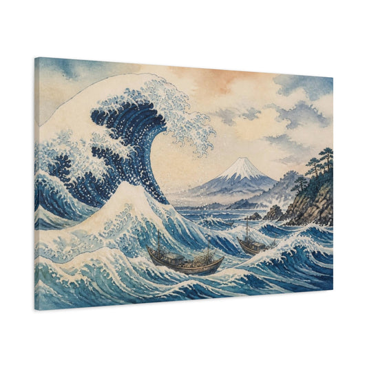 Main Mockup. Japanese Great Wave shown as canvas print