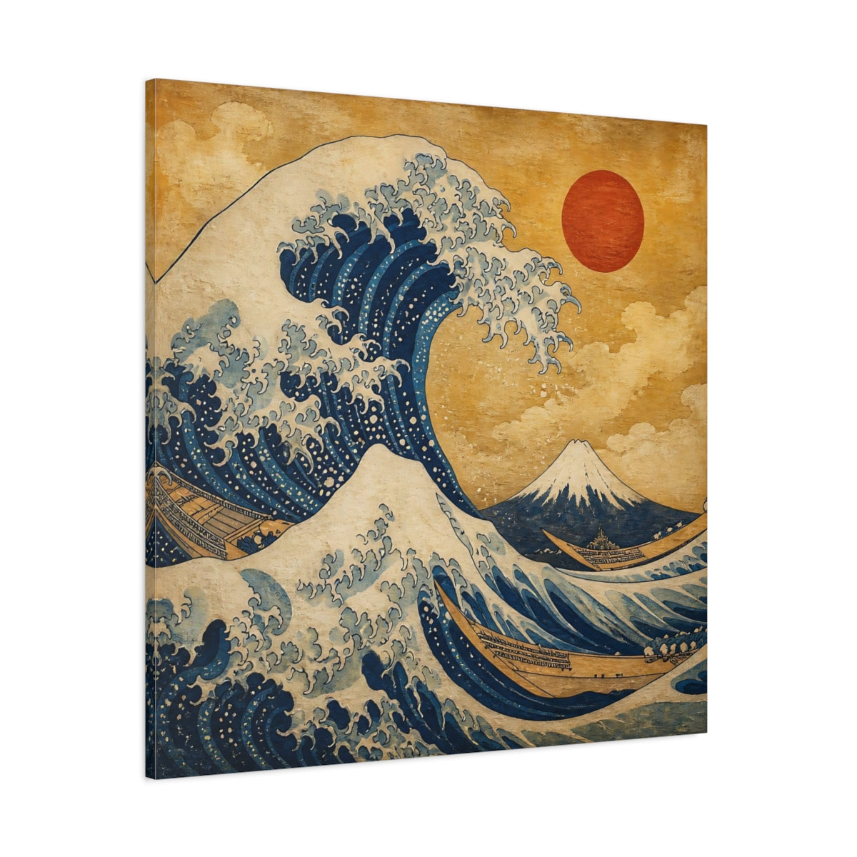 Side Mockup 1. Japanese Great Wave shown as canvas print