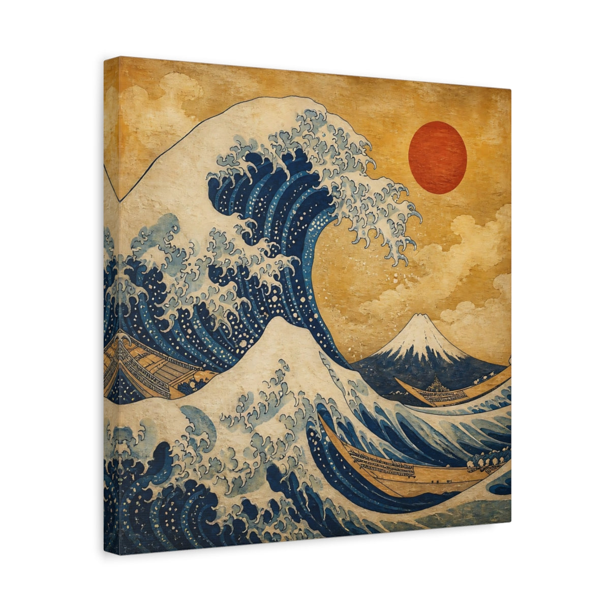 Side Mockup 6. Japanese Great Wave shown as canvas print