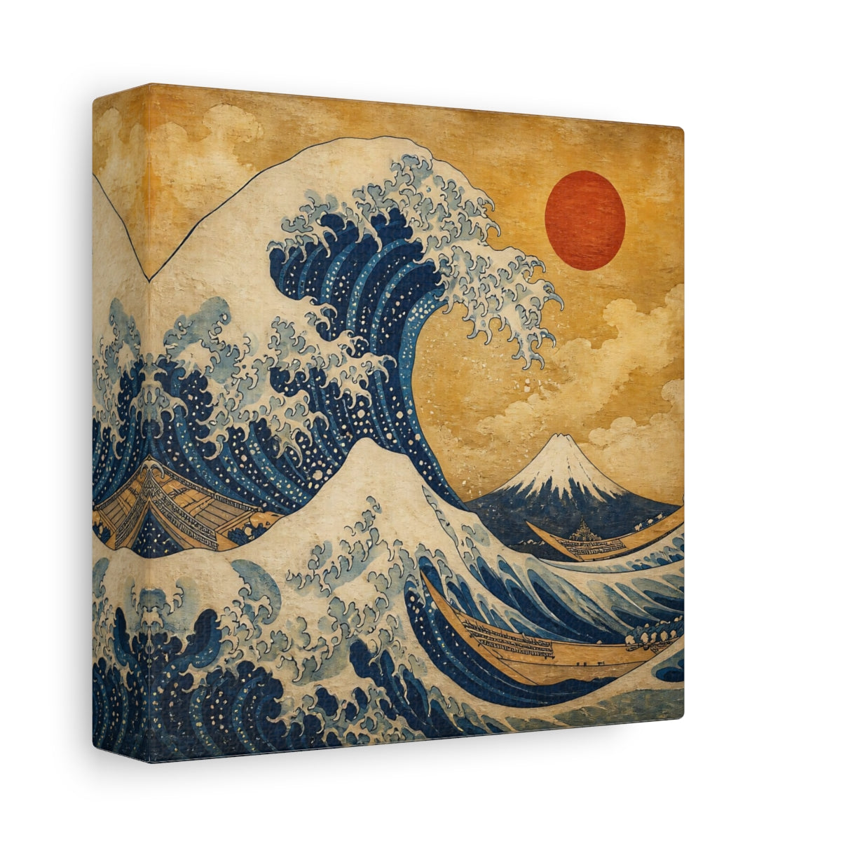 Side Mockup 2. Japanese Great Wave shown as canvas print