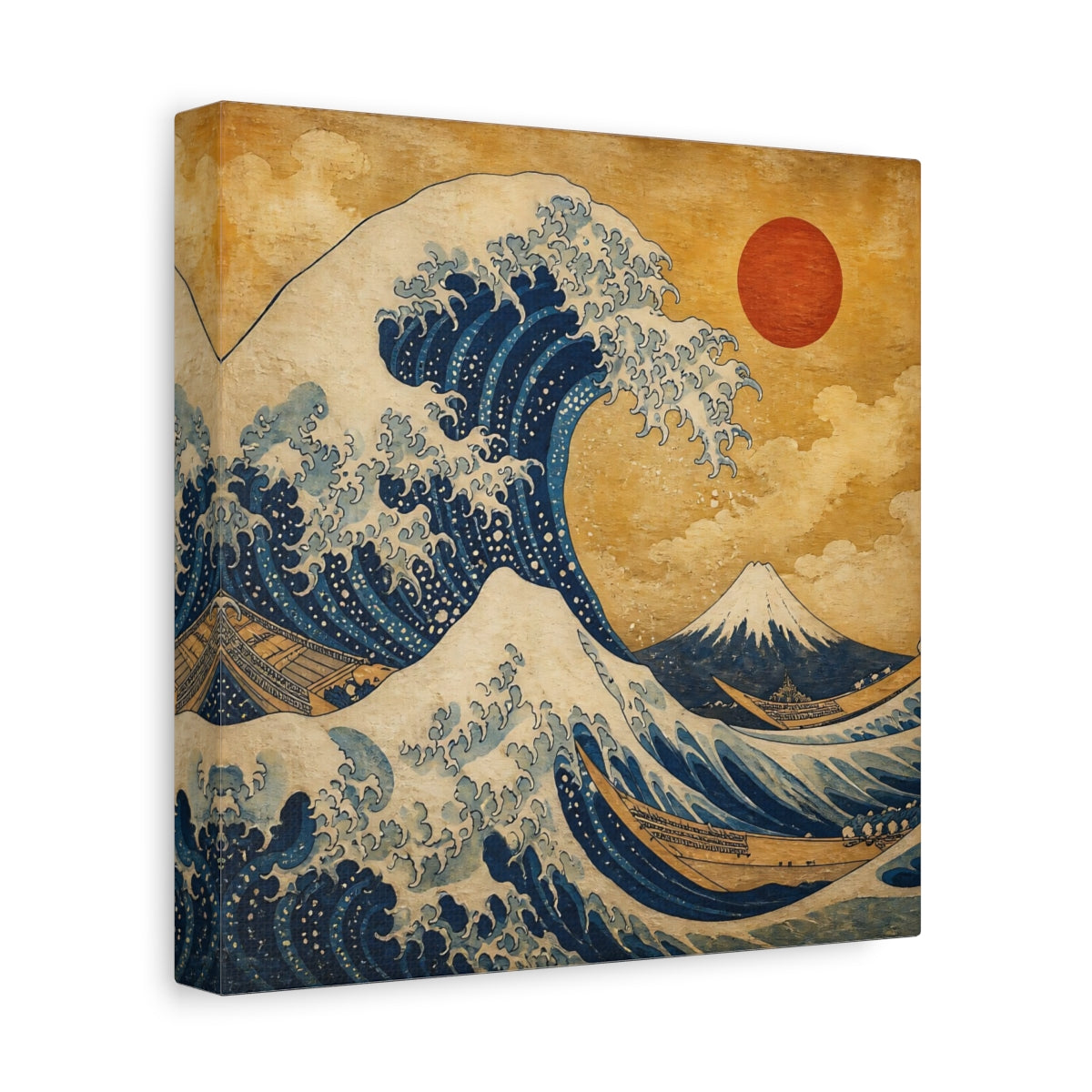 Side Mockup 9. Japanese Great Wave shown as canvas print