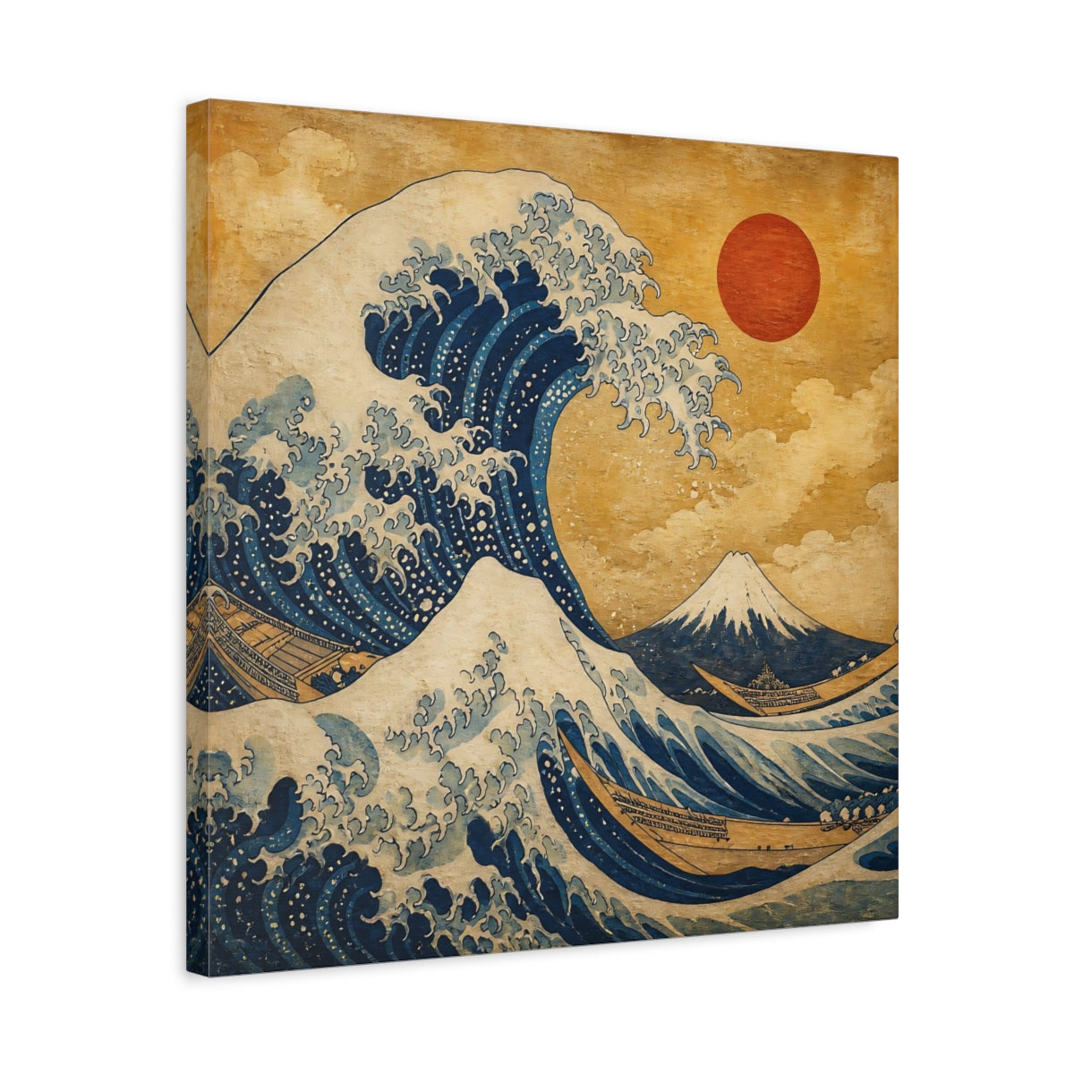 Side Mockup 5. Japanese Great Wave shown as canvas print