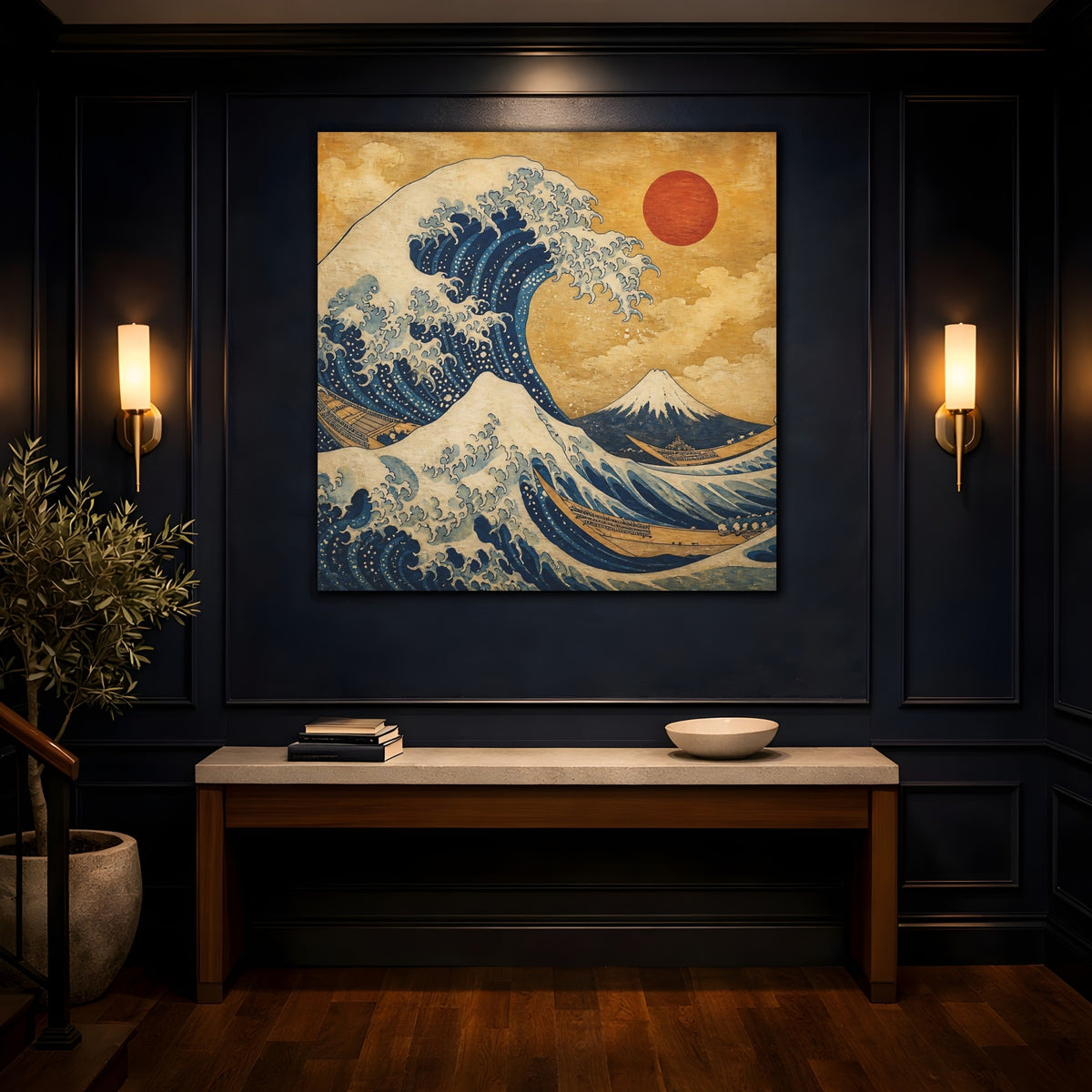 Mockup 4. Japanese Great Wave shown as canvas print