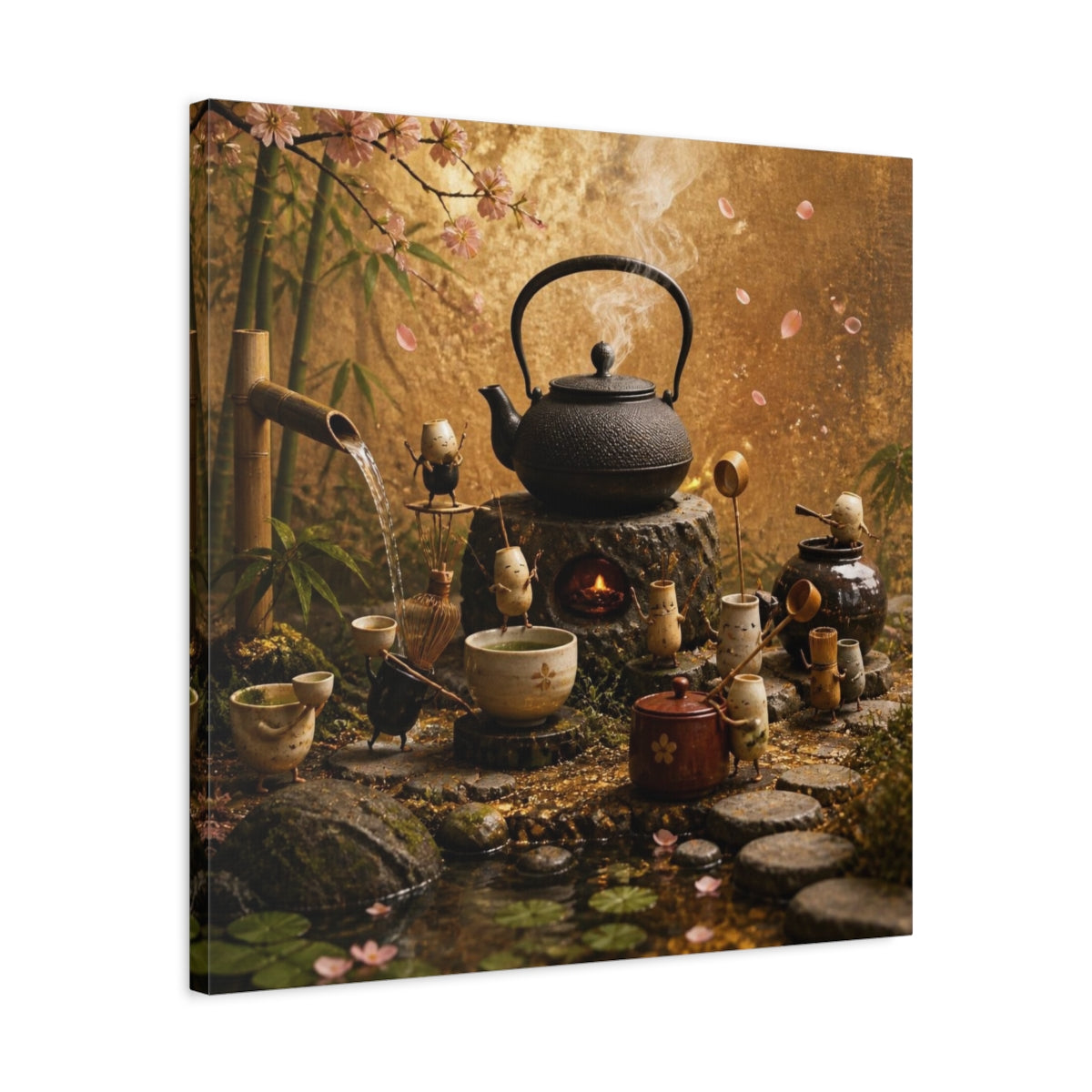 Side Mockup 4. Japanese Iron Teapot shown as canvas print