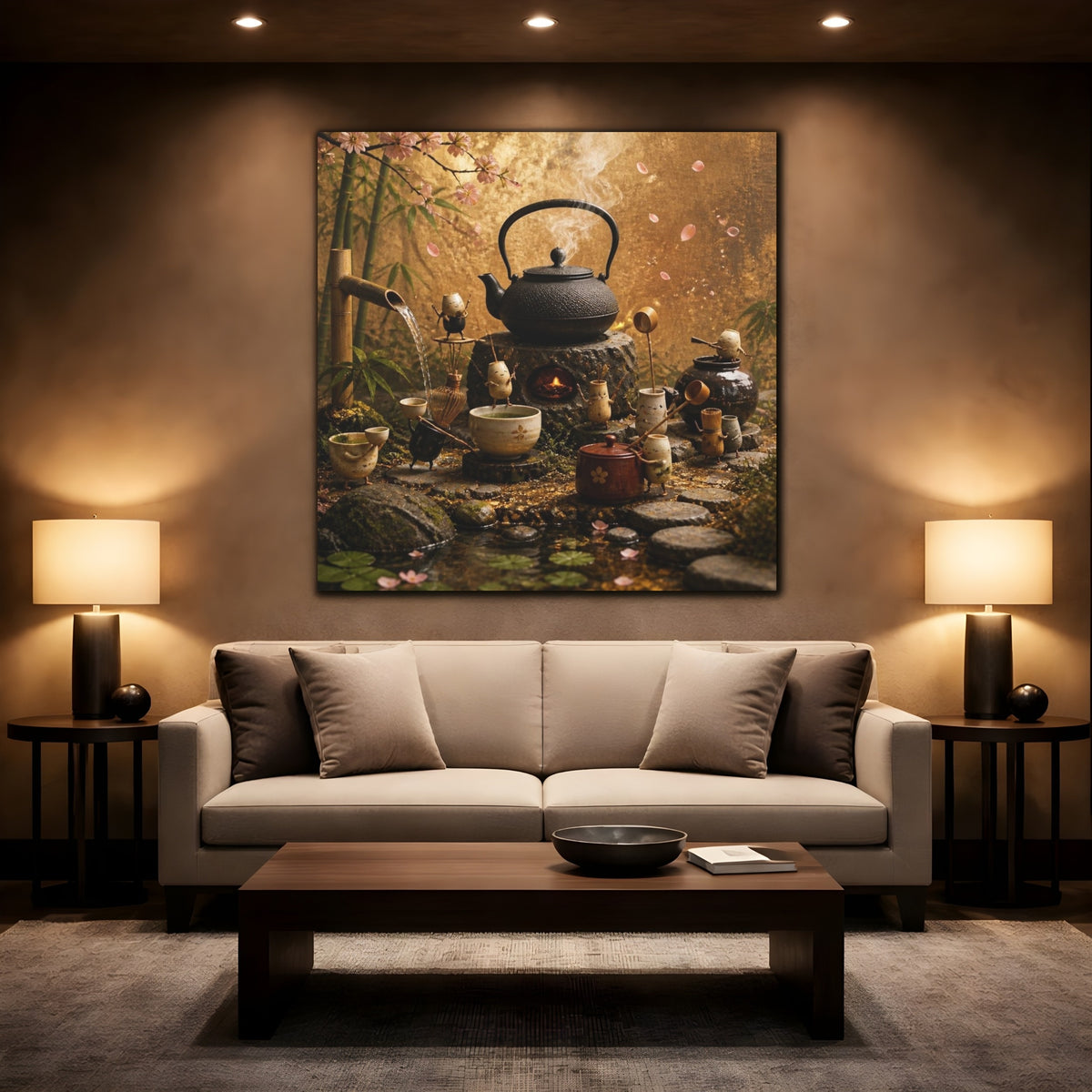 Mockup 2. Japanese Iron Teapot shown as canvas print
