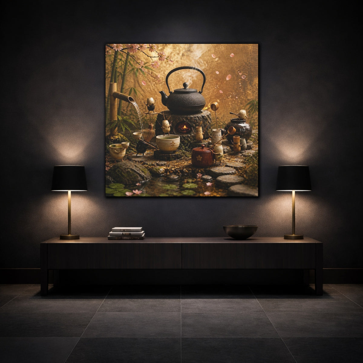 Mockup 3. Japanese Iron Teapot shown as canvas print