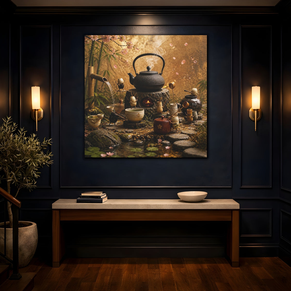 Mockup 4. Japanese Iron Teapot shown as canvas print