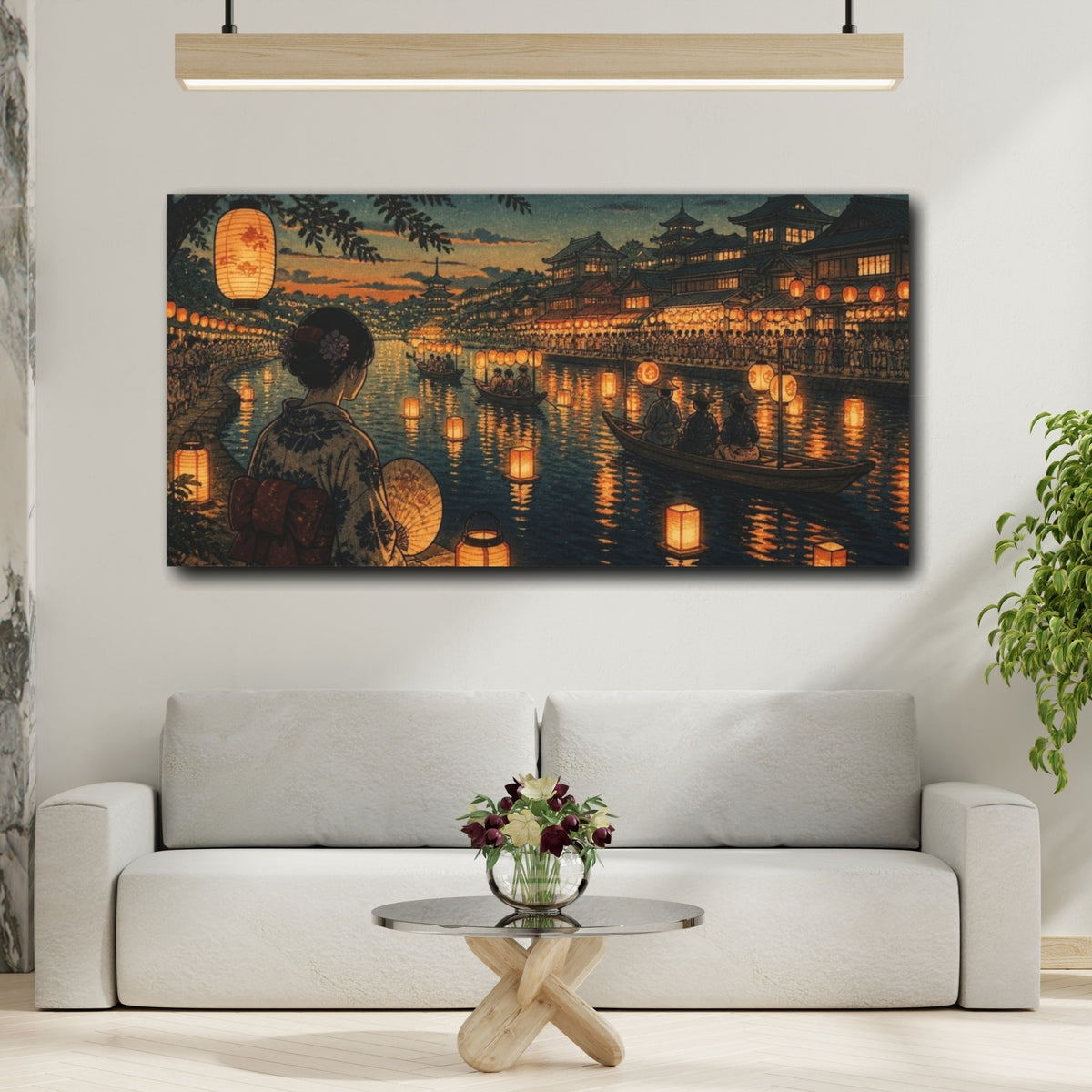 Mockup 2. Japanese Kimono Lantern Festival shown as canvas print
