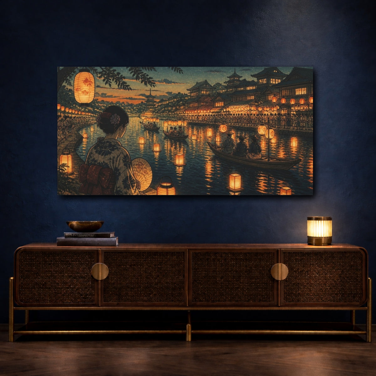 Mockup 4. Japanese Kimono Lantern Festival shown as canvas print