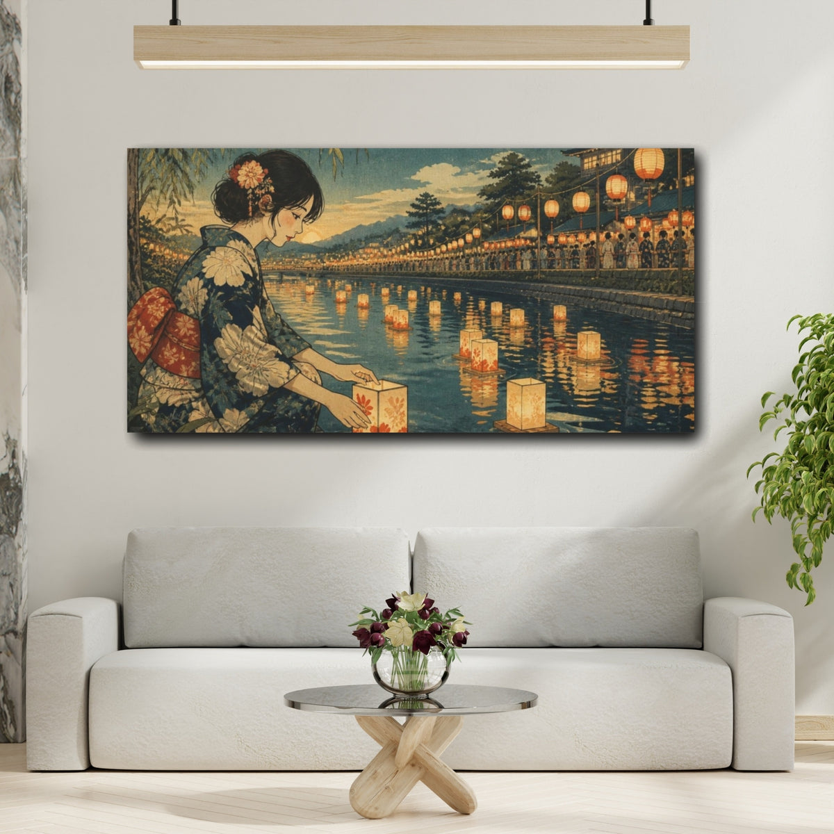 Mockup 2. Japanese Kimono Lanterns shown as canvas print