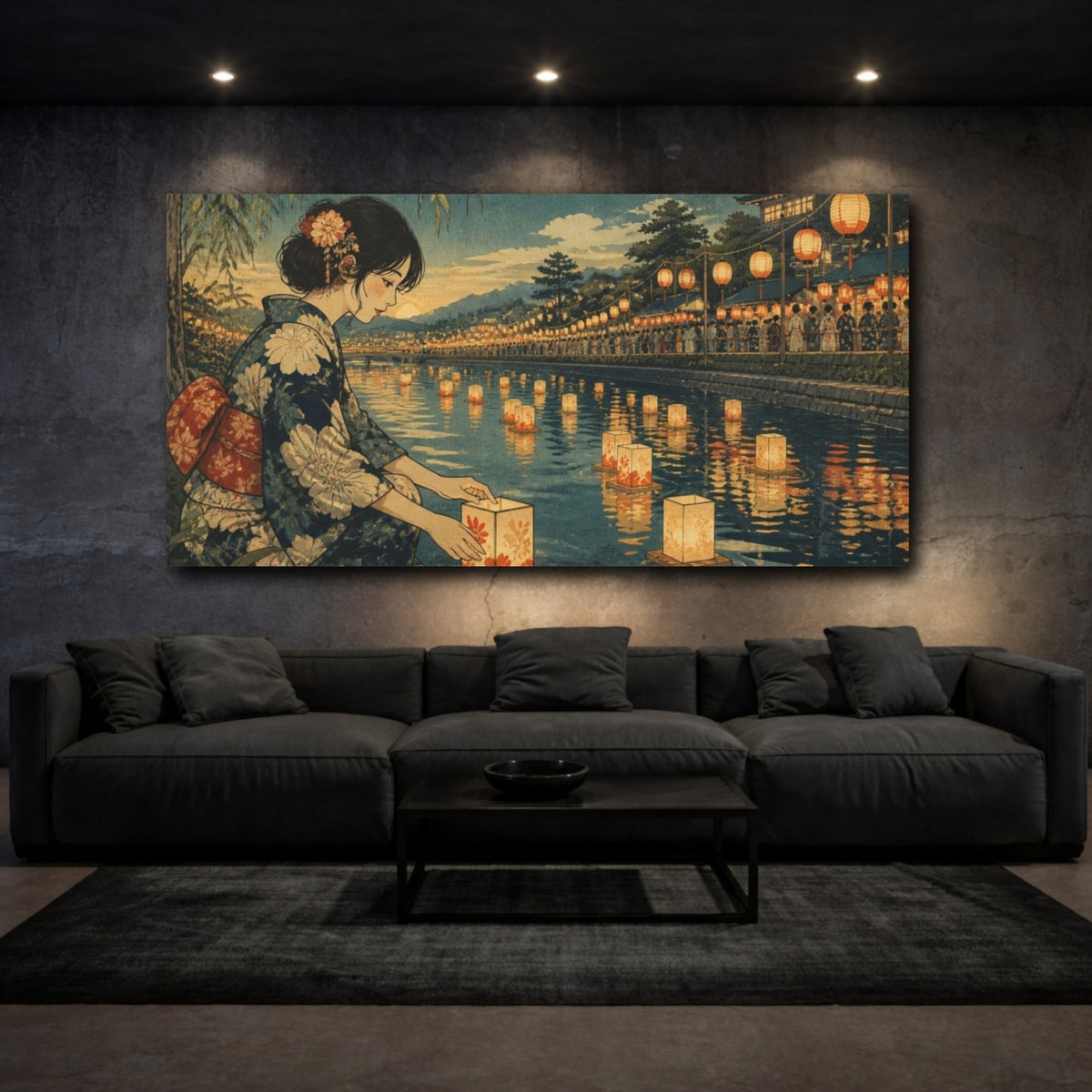 Mockup 3. Japanese Kimono Lanterns shown as canvas print